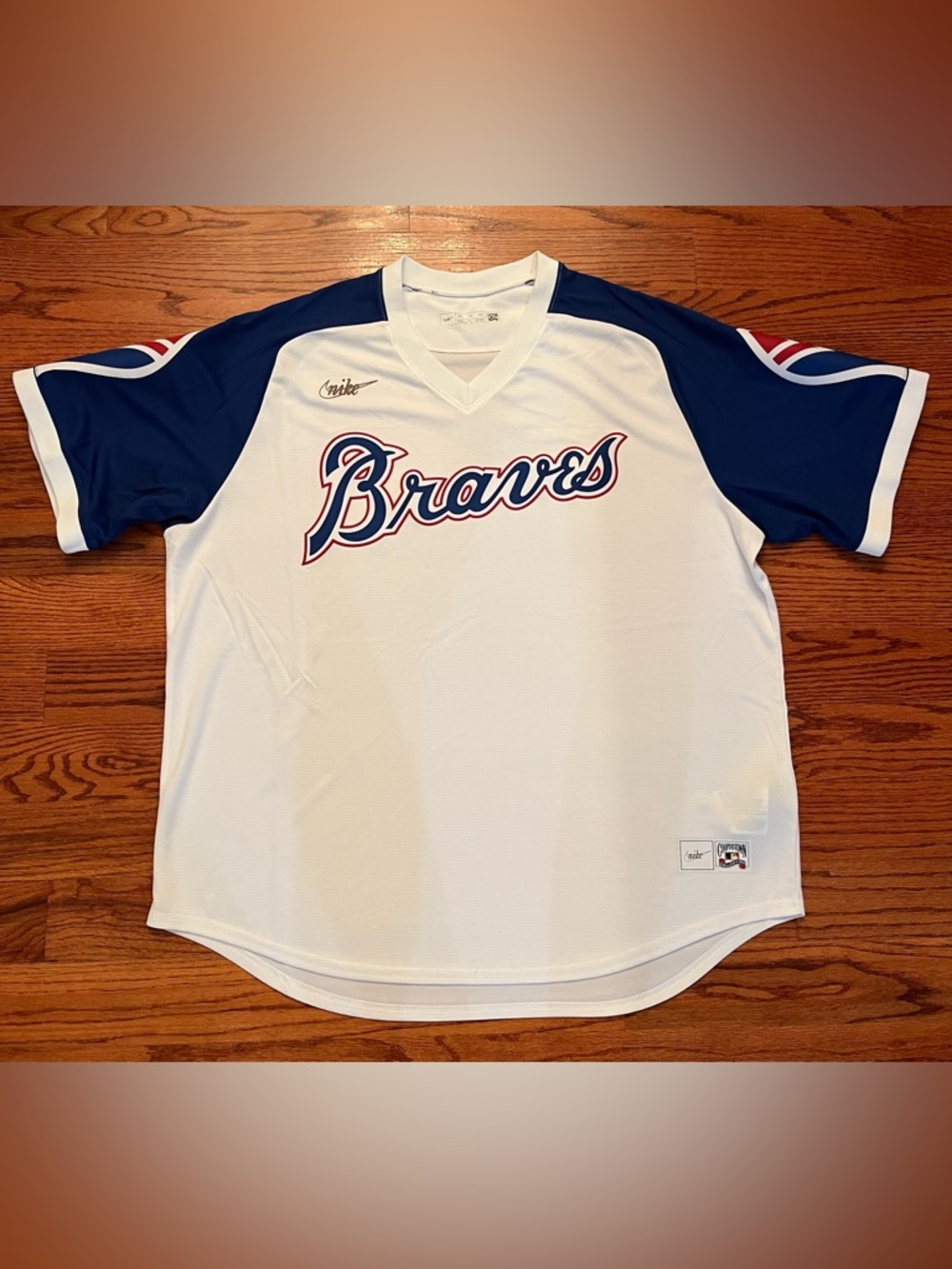 Nike Atlanta Braves Men’s 2XL Cooperstown Collection White Stitched Jersey NEW